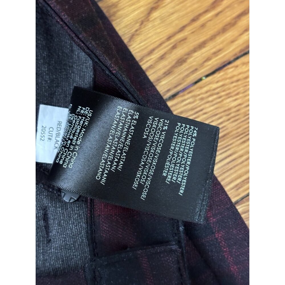 Liverpool Women's Ponte Pants Size 6p Petite Black Red Plaid Stretch Ankle 29x25 - Picture 5 of 6